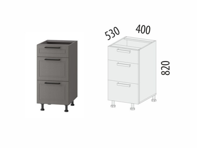 110.90 Напольный шкаф (3 ящика с системой плавного закрывания) Неаполь