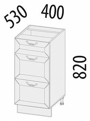 72.90 Стол с 3 ящиками 40х53х82 (плавное закрывание)