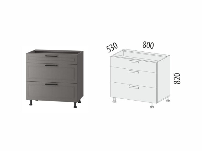 110.92 Напольный шкаф (3 ящика с системой плавного закрывания) Неаполь 110.92 Напольный шкаф (3 ящика с системой плавного закрывания) Неаполь