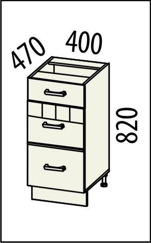 10.59.2 Стол с 3 ящиками 40х47х82