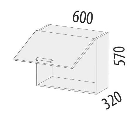 101.14.1 Шкаф над вытяжкой 600 (с откидной системой Blum)