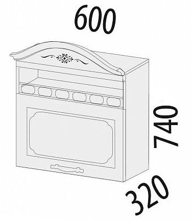 23.13.1 Шкаф над вытяжкой с нишей 60х32х74