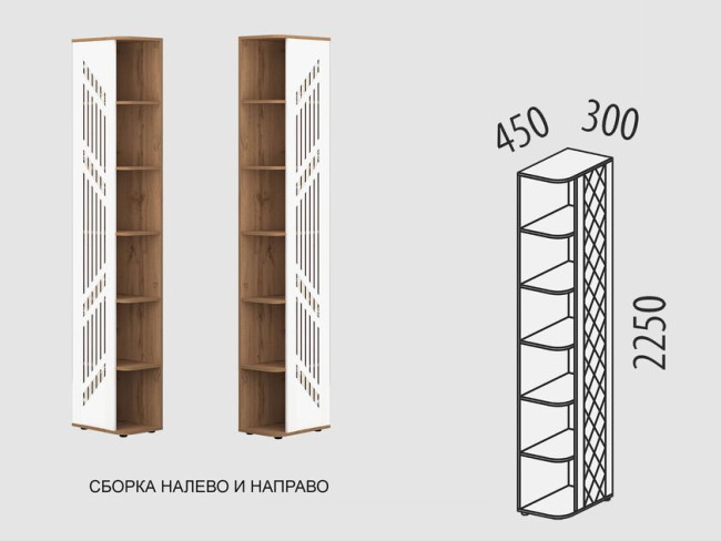 Стеллаж торцевой (лев/прав) Монако 403.15 Стеллаж торцевой (лев/прав) Монако 403.15