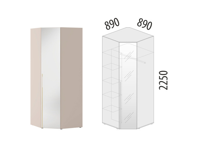 904.09 Шкаф угловой с зеркалом (прав) Флоренция 904.09 Шкаф угловой с зеркалом (прав) Флоренция