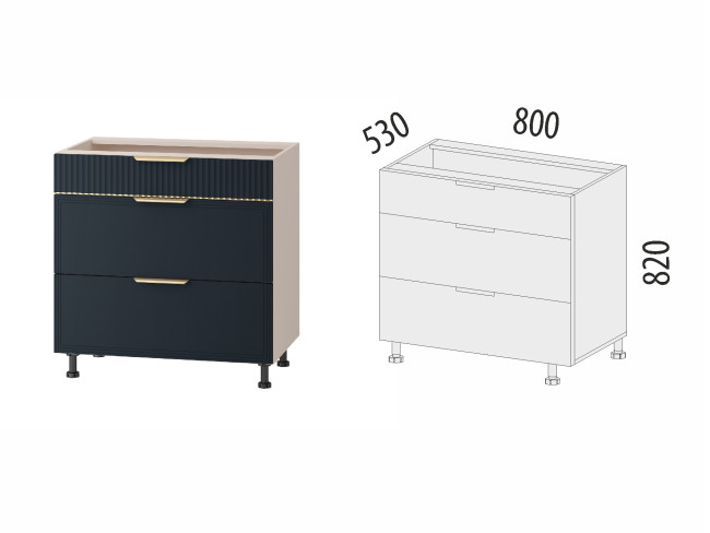 Напольный шкаф (3 ящика с системой плавного закрывания) Флоренция 108.92 Напольный шкаф (3 ящика с системой плавного закрывания) Флоренция 108.92