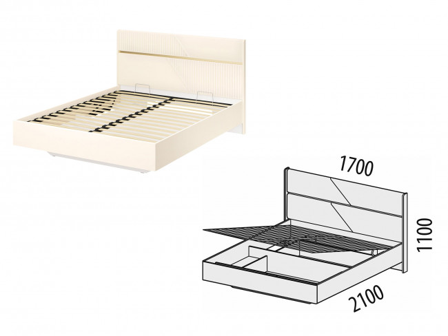 Кровать 160 Монако 903.21 с подъёмным механизмом Кровать 160 Монако 903.21 с подъёмным механизмом