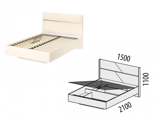 Кровать 140 Монако 903.31 с подъёмным механизмом Кровать 140 Монако 903.31 с подъёмным механизмом