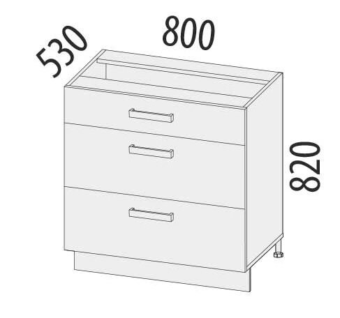 101.67 Стол с 3 ящиками 800