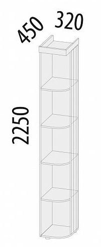 47.15 Стеллаж торцевой (лев/прав) Тиффани 320