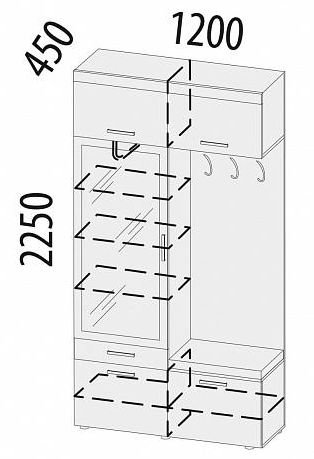 47.07.1 Мини прихожая с зеркалом (лев/прав) Тиффани 1200