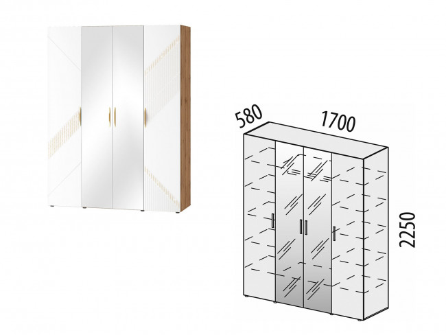 Шкаф 4-х дверный Монако 903.14 с зеркалом Шкаф 4-х дверный Монако 903.14 с зеркалом