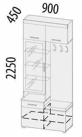 47.08.1 Мини прихожая с зеркалом (лев/прав) Тиффани 900