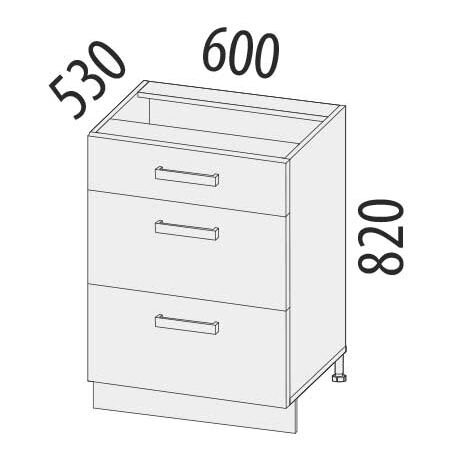 101.66 Стол с 3 ящиками 600