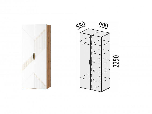Шкаф 2х дверный Монако 903.13 многофункциональный Шкаф 2х дверный Монако 903.13 многофункциональный