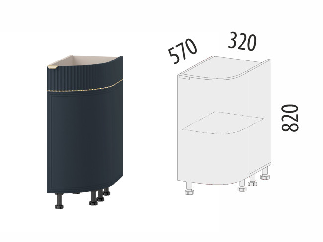 Напольный шкаф торцевой (прав) Флоренция 108.64 Напольный шкаф торцевой (прав) Флоренция 108.64
