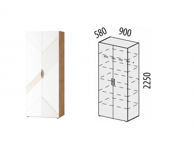 Шкаф 2х дверный Монако 903.43 универсальный