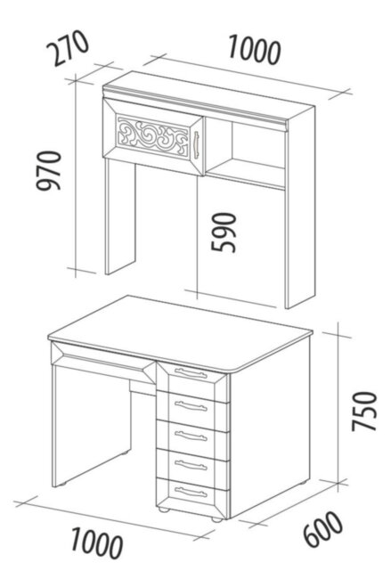 93.26 Стол с надстройкой Тиффани 1000 93.26 Стол с надстройкой Тиффани 1000