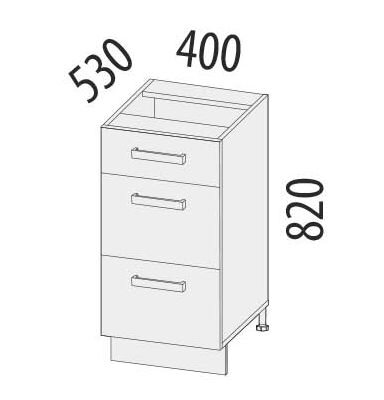 101.59 Стол с 3 ящиками 400