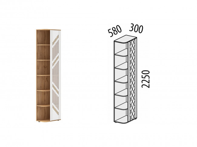 Стеллаж торцевой (лев/прав) Монако 903.17