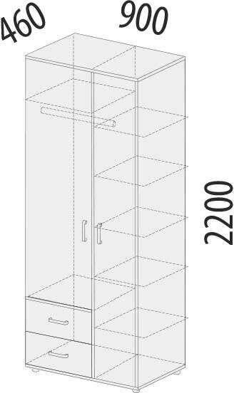 500.01 Шкаф с полками и штангой Эверест 900