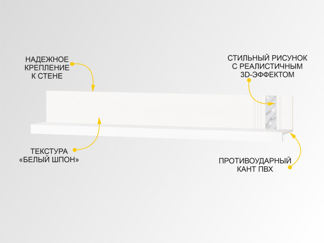 Полка навесная (лев/прав) Николь 603.29 Полка навесная (лев/прав) Николь 603.29