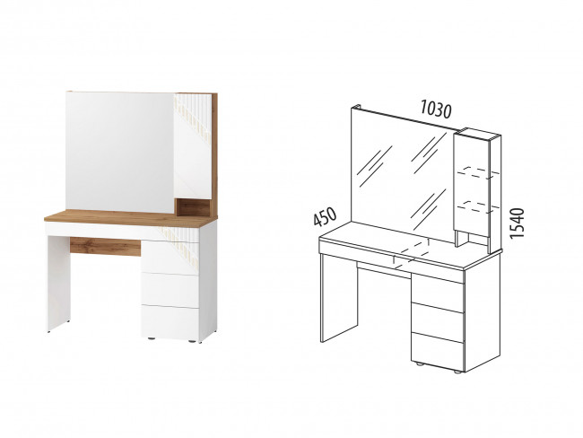 Туалетный стол (лев/прав) Монако 903.06 Туалетный стол (лев/прав) Монако 903.06