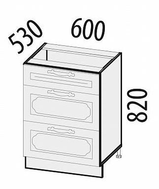 23.91 Стол с 3 ящиками 60х53х82 (плавное закрывание)