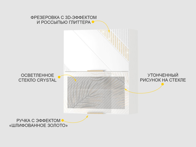 106.09 Шкаф-витрина кухонный (с системой плавного закрывания) Монако