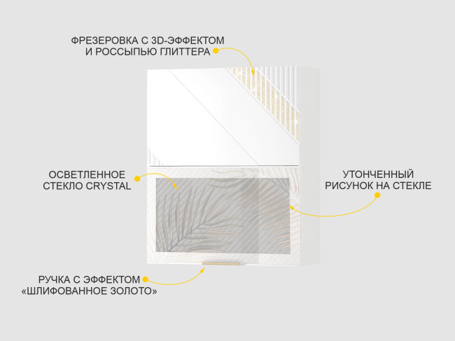 106.81 Шкаф-витрина кухонный (с системой плавного закрывания) Монако 106.81 Шкаф-витрина кухонный (с системой плавного закрывания) Монако