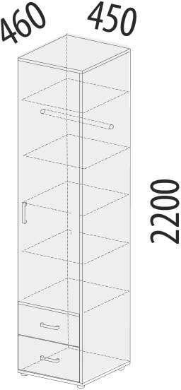 500.22 Шкаф-пенал правый Эверест 450