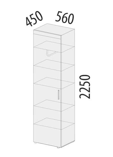 600.19 Шкаф для одежды с полками и штангой Тиффани (лев/прав) 560 600.19 Шкаф для одежды с полками и штангой Тиффани (лев/прав) 560