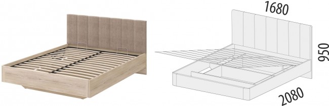 900.21 Кровать Кашемир 1600 с подъемным механизмом