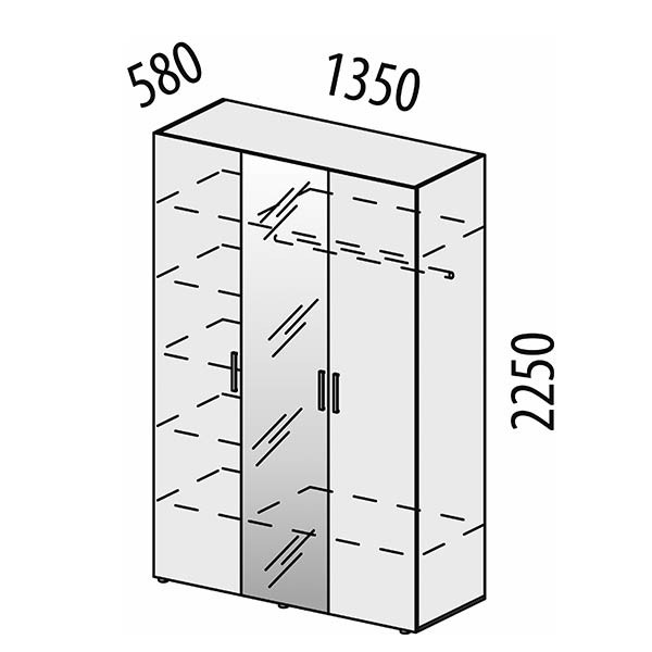 Шкаф 3х дверный Монако 902.12 с зеркалом Шкаф 3х дверный Монако 902.12 с зеркалом