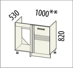 16.52 Стол под мойку угловой 100х53х82