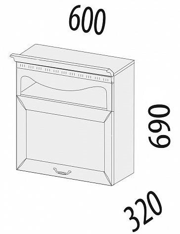 71.83.1 Шкаф над вытяжкой 60х32х69 (плавное закрывание)