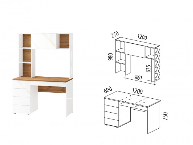 Стол с надстройкой (лев/прав) Монако 903 301