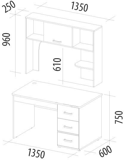 500.14 Стол с надстройкой Эверест 1350
