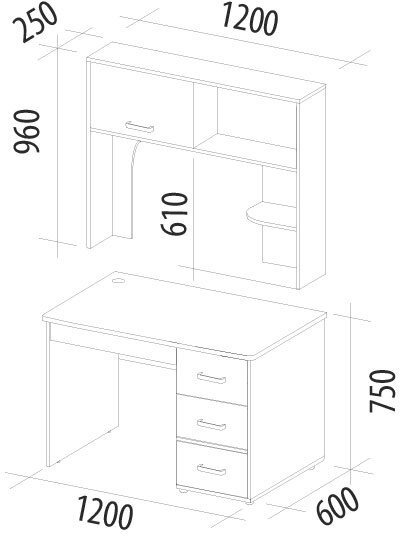 500.15 Стол с надстройкой Эверест 1200