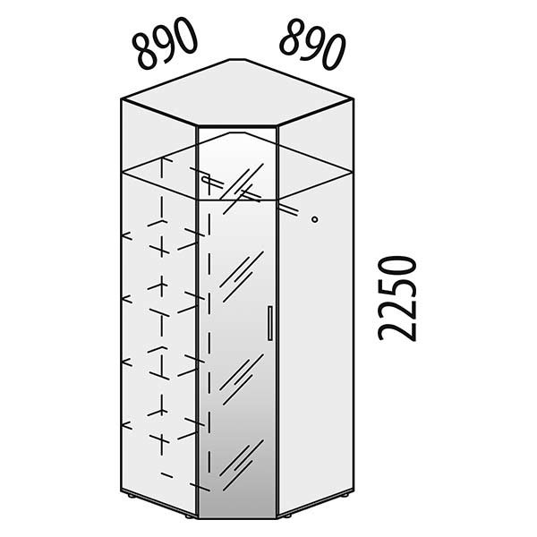 Шкаф угловой (лев/прав) Монако 902.09 с зеркалом