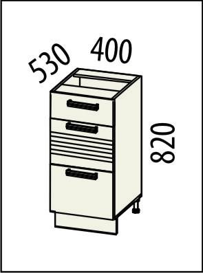 16.59 Стол с 3 ящиками 40х53х82