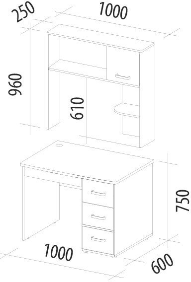 500.26 Стол с надстройкой Эверест 1000