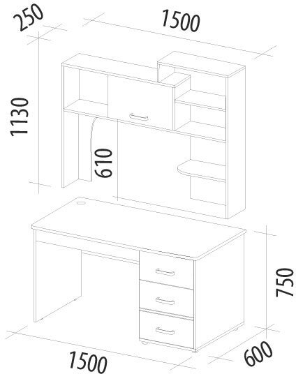 500.24 Стол с надстройкой Эверест 1500