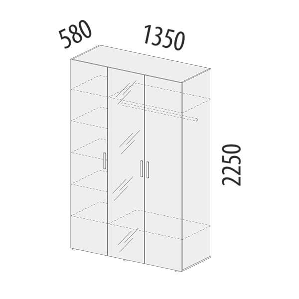 901.12 Шкаф трехдверный с зеркалом (лев/прав) Николь