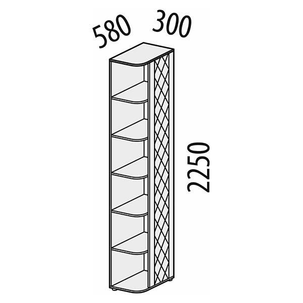 Стеллаж торцевой (лев/прав) Монако 902.17