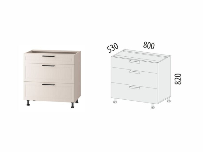 109.92 Напольный шкаф (3 ящика с системой плавного закрывания) Неаполь 109.92 Напольный шкаф (3 ящика с системой плавного закрывания) Неаполь