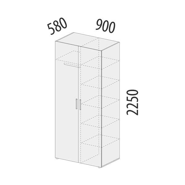 901.13 Шкаф для одежды с полками и штангой (лев/прав) Николь 901.13 Шкаф для одежды с полками и штангой (лев/прав) Николь