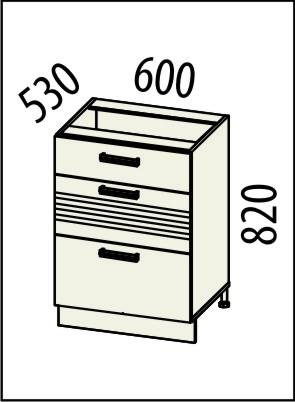 16.66 Стол с 3 ящиками 60х53х82