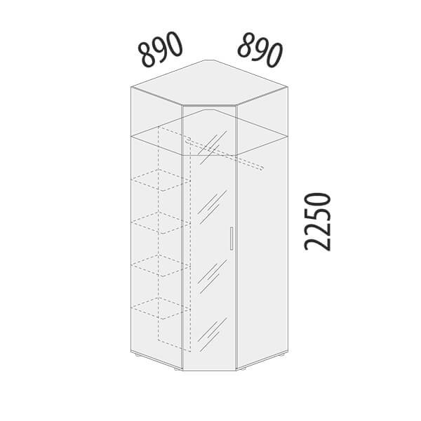 901.09 Шкаф угловой с зеркалом (лев/прав) Николь