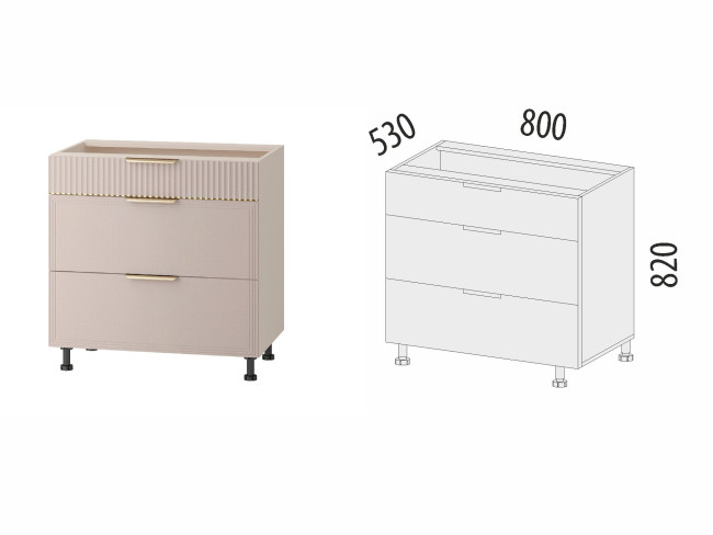 Напольный шкаф (3 ящика с системой плавного закрывания) Флоренция 107.92 Напольный шкаф (3 ящика с системой плавного закрывания) Флоренция 107.92