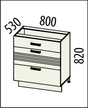 16.67 Стол с 3 ящиками 80х53х82